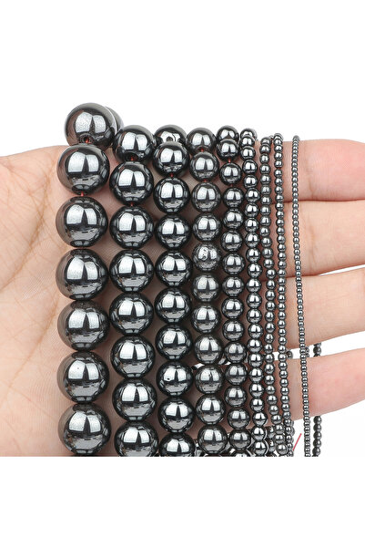 Choice خرزات فاصلة دائرية فضفاضة من حجر الهيماتيت الأسود الطبيعي A+ مقاس 8 مم...