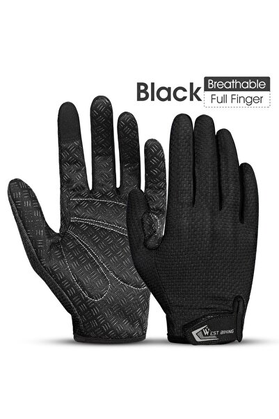 Choice قفازات ركوب الدراجات الصيفية من WEST BIKING مقاس XL باللون الأسود قفازات دراجات هوائية كاملة الأصابع وشاشة تعمل باللمس من السيليكون غير القابل للانزلاق