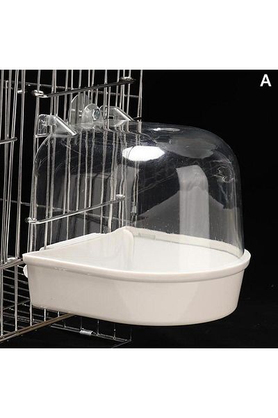 KITPIPI A Clear Hanging Bird Bath For Cage Parakeet Bird Cage Accessories Parrots Bathtub Bath Shower Cage .