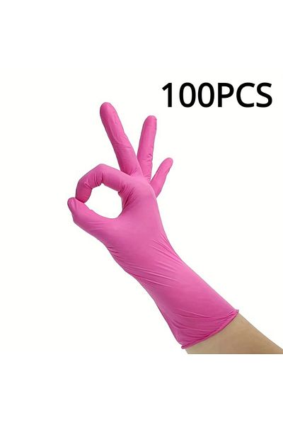 Choice M 100pcs Xs/s/m/l Pink Nitrile Gloves Disposable Household Gloves Elastic Latex Free Waterproof Dura