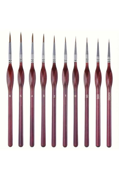 Choice 10pcs Red Detail 10pcs Fine Detail Paint Brush Miniature Painting Brushes For Mini Paints Brush Set