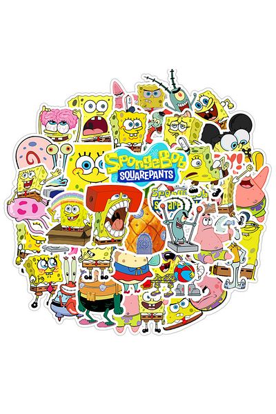 Choice 50pcs Anime SpongeBob Stickers Cartoon Kawaii Laptop Phone Guitar Skateboard Decoration Graffiti ...