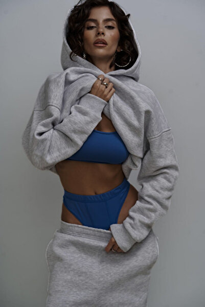 CMZ COLLECTİON Γκρι Γυναικείο Σετ Φόρμας Oversize με 3 κλωστές