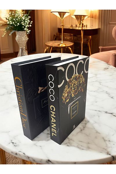 Saccura Decor Decorative Book Box Set, Classic Black Box Set of 2