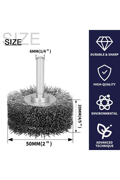 SI FANG 50x20x6mm Nuodunco 2" Wire Brush Wheel High Hardness 50mm Stainless Steel Polishing Rotary Tool For