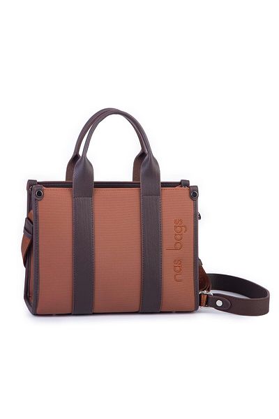 Nas Bag Mini geantă de mână și de umăr din piele artificială pentru femei, maro maro Lacst