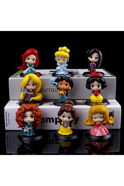 Choice 9pcs Q Version Anime Figure Queen Maleficent Evil Jasmine Rapunzel Kawaii Action Figure Collection M