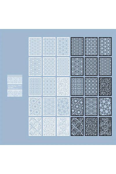 Choice C 30pcs, Vintage Style Black And White Lace Stickers Book Diy Diary Junk Journal Decoration Collage.