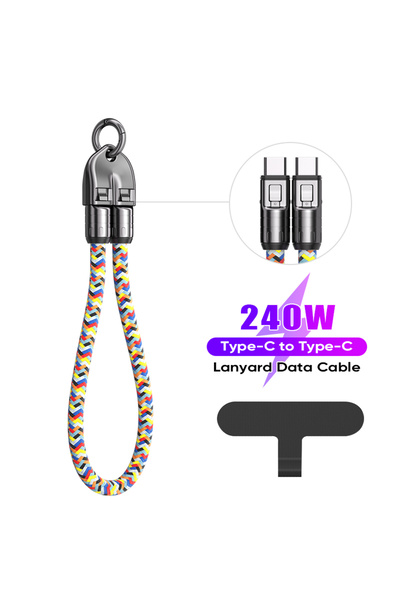 Choice كابل شحن سريع PD240W ملون بطول 0.3 متر 2 في 1 من USB-C إلى USB-C كابل ...