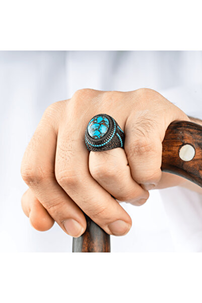 vevasilver Firuze Taşı 925 Ayar Gümüş Erkek Yüzük