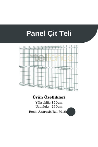 Telfence Panel Çit Teli 150x250 Cm Antrasit Renk