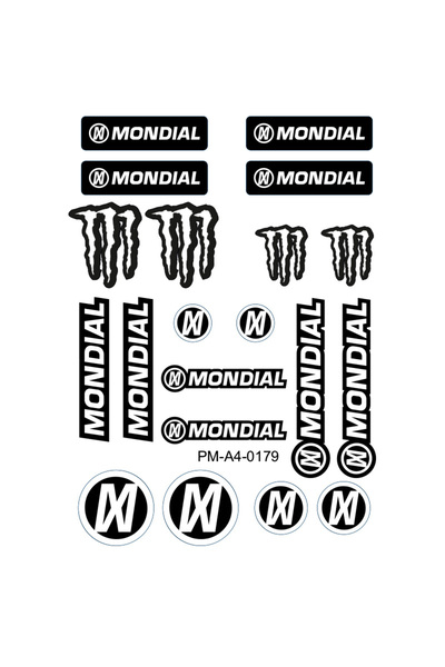 MOTOSEPETİM MONDİAL TASARIMLI EKİPMAN KASK MOTOSİKLET STİCKER SETİ 02