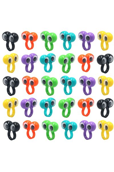 Choice 20pcs 5-20pcs Finger Puppets Plastic Rings With Wiggle Eyes Kids Toys Baby Party Favors Practical Jo