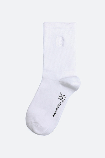 Hype of Steps White - Nakışlı Beyaz Çorap
