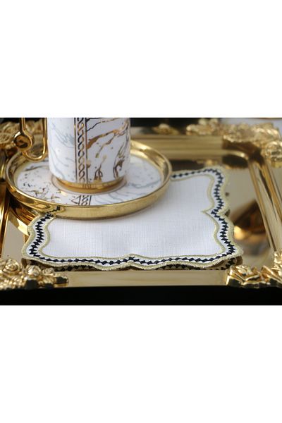 PLT Design Set of 6 Bow Linen Linen Coffee Side Cocktail Presentation Napkins