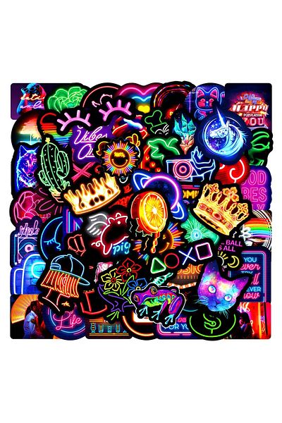 Choice 100pcs 50/100pcs Neon Light Stickers For Skateboard Laptop Luggage Phone Case Car Motorcycle Bike Co