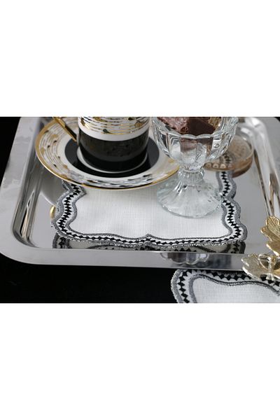 PLT Design Set of 6 Bow Linen Linen Coffee Side Cocktail Presentation Napkins