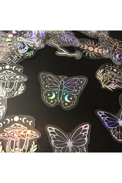 Choice 40 Pcs 40pcs Holographic Glitter Stickers Pet Transparent Shiny Waterproof Decorative Decals For Wat
