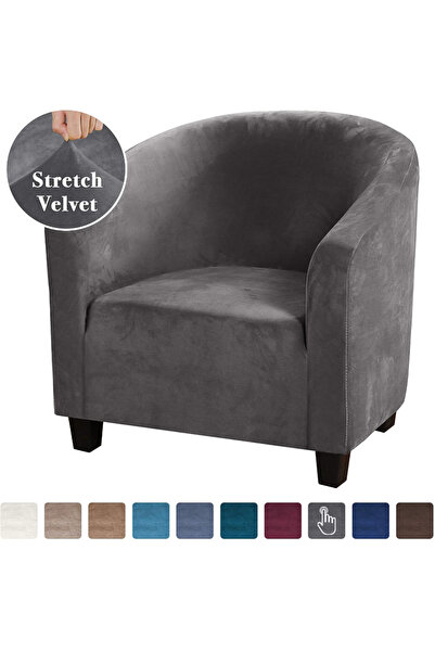 Choice Dark Grey High Stretch Sofa Cover Velvet Tub Chair Cover Skid Resistan...