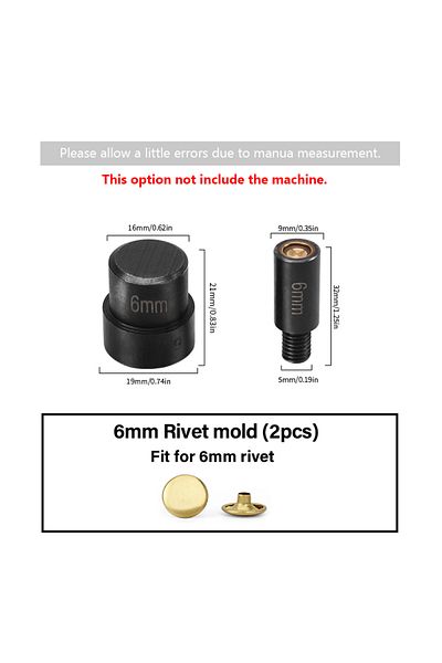 Choice 6mm Rivet Mold-2pcs Wuta Manual Button Installation Tool Mute Punching Mushroom Rivets, Eyelet Hand