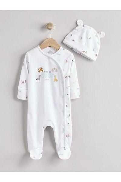 Next Baby 100% Organic Cotton 2025 Year 2-Piece Overalls Hat/Hospital Outlet Set