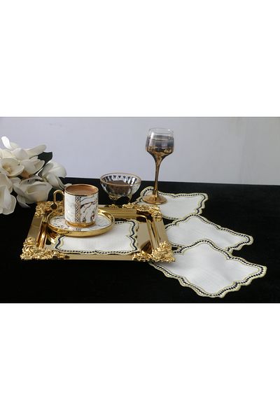 PLT Design Set of 6 Bow Linen Linen Coffee Side Cocktail Presentation Napkins