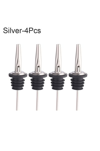 Choice 4pcsilverpourer 4pcs Black/rose Gold/silver Liquor Pourers, Stainless Steel Liquor Bottle Pourers Fo