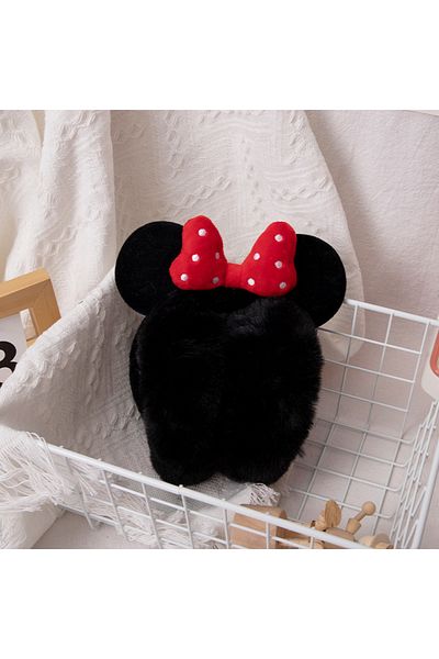 Choice Minnie-black Disney Minnie Mouse Animation Peripheral Cartoon Bow Shape Autumn And Winter Warm Earmu