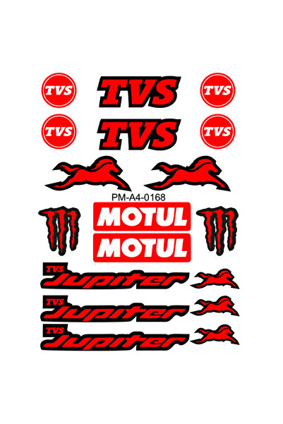 Genel Markalar TVS JÜPİTER TASARIMLI EKİPMAN KASK MOTOSİKLET STİCKER SETİ 01