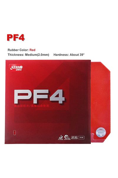 Choice PF4 Red Medium Original DHS PF4 50 Table Tennis Rubber Sticky Pimples-in PF4 Ping Pong Rubber for Lo