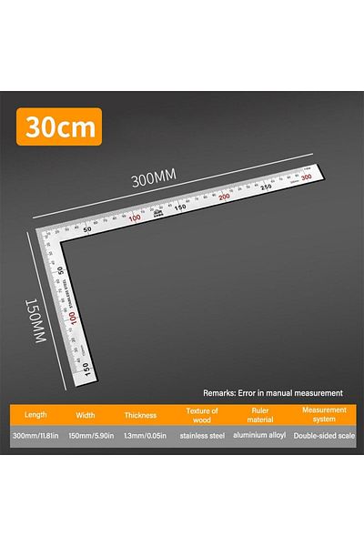 Choice 03-30cm 30/50cm Angle Square Ruler 90 Degree Right Angle Ruler Stainless Steel Triangle Ruler Woodwo