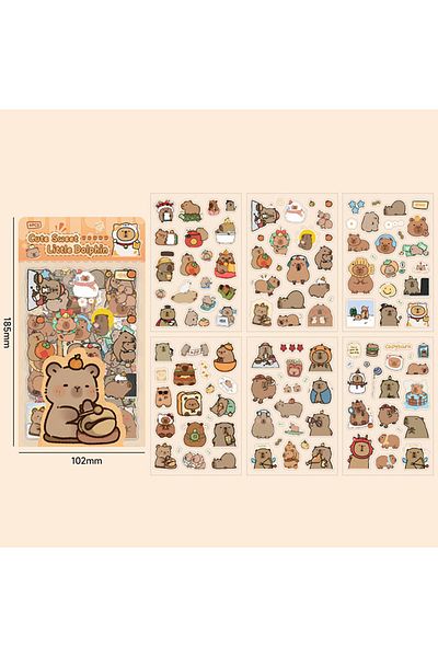 Choice A1 6sheets/pack Cute Cartoon Capybara Stickers Transparent Waterproof Stickers School Supplies Diary