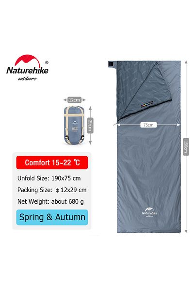 Naturehike أزرق - 190x75 سم طول 180 كيس نوم خفيف الوزن من القطن كيس نوم ربيعي وصيفي