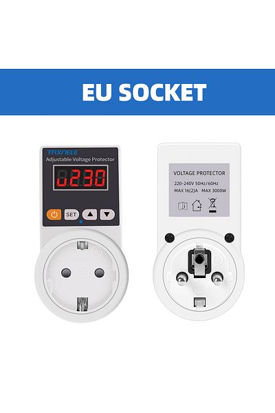 APNEU Eu Plug Automatic Voltage Protector Socket Ac 220v Adjustable 16a Power Surge Protector Eu Plug Sock