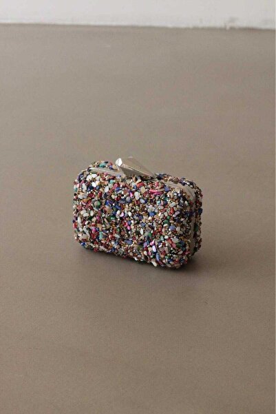 EMNORA Brightness Taşlı Clutch Çanta Renkli