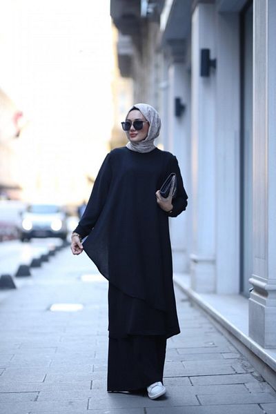 NS Moda Set Hijab Lina Negru Model-511