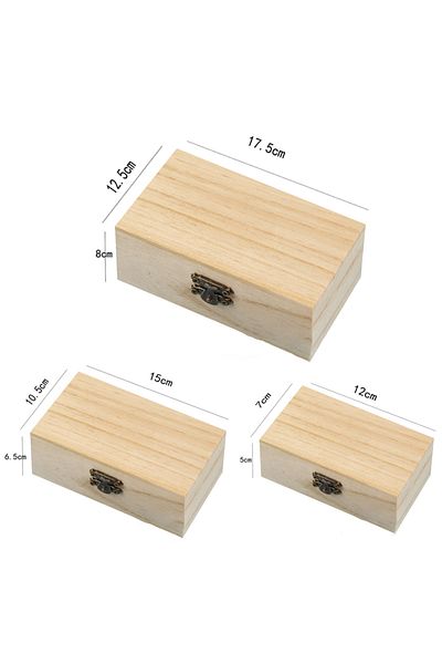Choice S M L 1/3pcs Log Color Scotch Plain Wood Wooden Square Hinged Storage Boxes Craft Gift Box Handmade