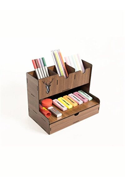 ouz dekor Ξύλινη θήκη για στυλό γραφείου Deer με συρτάρια, οργανωτής, κατασκε...