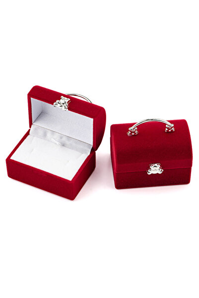 Choice صندوق مجوهرات صغير أحمر مكون من قطعة واحدة، صندوق خاتم زفاف مخملي، صند...