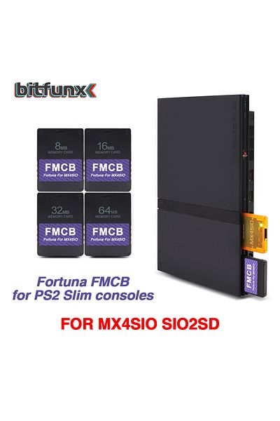 Choice بطاقة ذاكرة Bitfunx Fortuna Free McBoot OPL لجهاز PS2 MX4SIO SIO2SD محول SD لجهاز PS2 Slim Game Co...