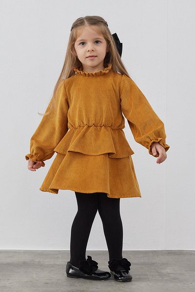 Tics Mustard Velvet Dress