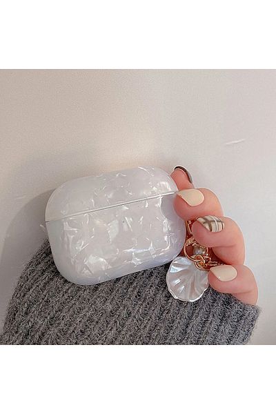 Choice For Airpods 4 Snow Dreamy Pearl Shell Soft Case With Keychain For Airpods 4 Airpods 3 2 1 Pro 2 Wire