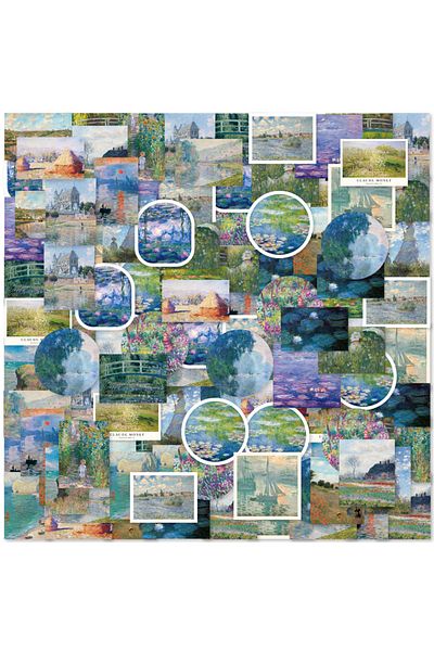 Choice 46pcs Field, Path, Pond And Other Oil Painting Theme Stickers Decorated Notebook Water Bottle Ska...