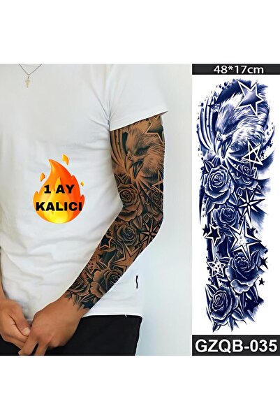 Mecit Tuhafiye 1 AY KALICI  TAM BOY KAPLAMA KARTAL YILDIZ GÜL GEÇİCİ DÖVME