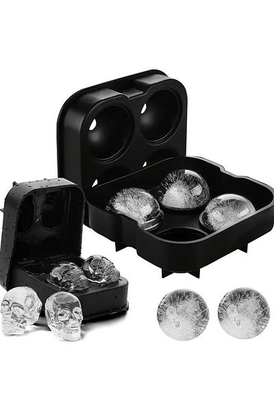 Choice Black Skeleton Silicone 3d Ball ,skull, Diamond-shaped Ice Mold ,reusable Ice Cube Mold Ice Cube Tra