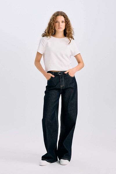 DeFacto High Waist Wide Leg Long Jeans - Wide Leg Fit E1005Ax24Wn