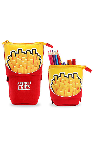 Choice حافظة أقلام قائمة على شكل بطاطس مقلية، حامل أقلام تلسكوبي، حافظة أقلام قائمة كاواي، مساحة واسعة