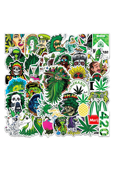 Choice 50PCS Weed Leaves Spoof Characters Graffiti Stickers Personalized Moto...