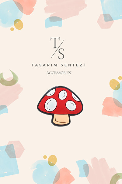 Tasarım Sentezi Rozet Silikon Broş Mantar Mushroom Amanita  Yaka Çanta Kıyafe...