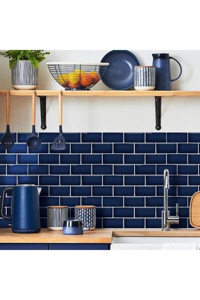 Renkli Duvarlar 30×30cm Safir Tuğla Epoksi 1 Adet 3d Yapışkanlı Duvar Kaplama Paneli Mutfak Banyo Salon Ofis Döşeme